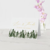 Carte De Vacances Métallisée Rustic Pine Forest Mariage Amour et Merci (Orchidée)