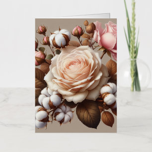 Carte De Vacances Métallisée Sac à provisions de shopping floral fleurs roses r