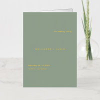 Sage Green Simple Modern Wedding Program