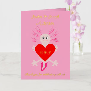Carte De Vacances Métallisée Saint-Valentin Amour Coeur Axolotl Personnalisé