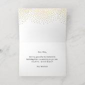 Carte De Vacances Métallisée Script Happy Birthday Elegant Black Photo Collage (Couchage intérieur)