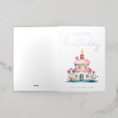 Carte De Vacances Métallisée Silver Anniversaire Wings Maison Cake Immobilier (Mise à l'extérieur)