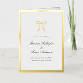 Carte De Vacances Métallisée Simple Bow Classic Wedding Foil Program (Recto)