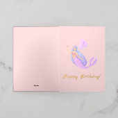 Carte De Vacances Métallisée Sirène Simple Anniversaire Rose Pêche (Mise à l'extérieur)