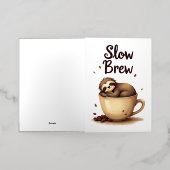 Carte De Vacances Métallisée Slow Brew Coffee Sloth (Mise à l'extérieur)