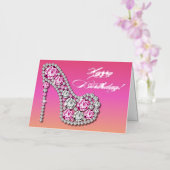 Carte De Vacances Métallisée Sparkle Glam Stiletto Anniversaire (Orchidée)