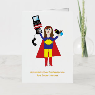 Carte De Vacances Métallisée Super Héroïnes Professionnelles Administratives Br