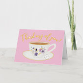 Carte De Vacances Métallisée Teacup Floral Penser à vous Réel (Recto)