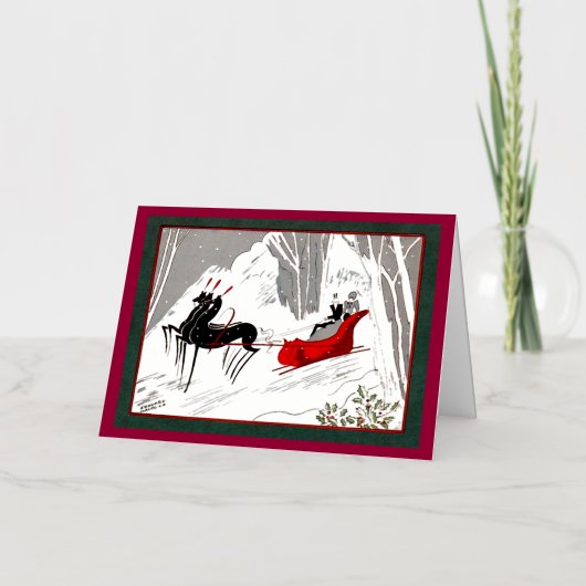 Carte De Vacances Métallisée traîneau Art déco (Recto)