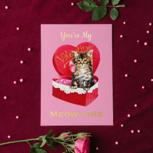 Carte De Vacances Métallisée Tu es ma jolie chatte de la Saint-Valentin vintage
