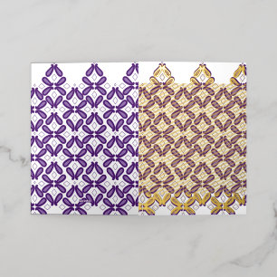 Carte De Vacances Métallisée Un motif symétrique avec du blanc et du violet m