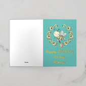 Carte De Vacances Métallisée Whimsical Bee Wreath Anniversaire (Mise à l'extérieur)