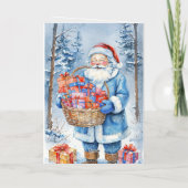 Carte De Vacances Métallisée Winter Wonderland Père Noël (Verso)