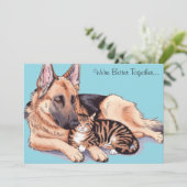 Carte de vacances mignonne avec un chat et un chie (Debout devant)