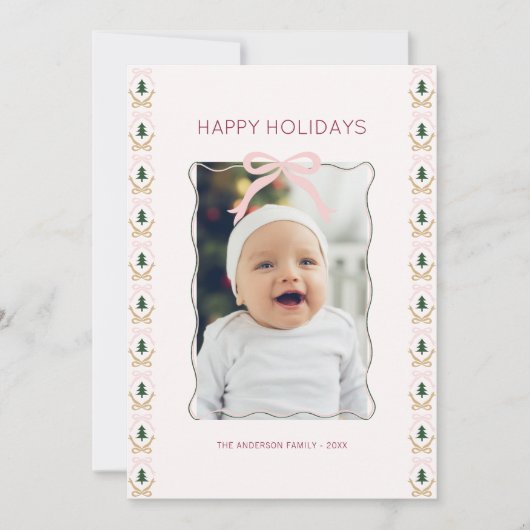 Carte de vacances minimale Pastel Pink Bow (Devant)