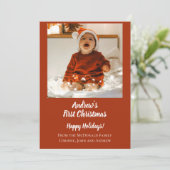 Carte de vacances minimale premier Noël de bébé ro (Debout devant)