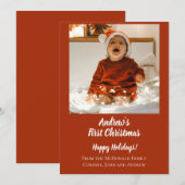 Carte de vacances minimale premier Noël de bébé ro (Devant / Derrière)