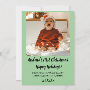 Carte de vacances minimale premier Noël de bébé ve