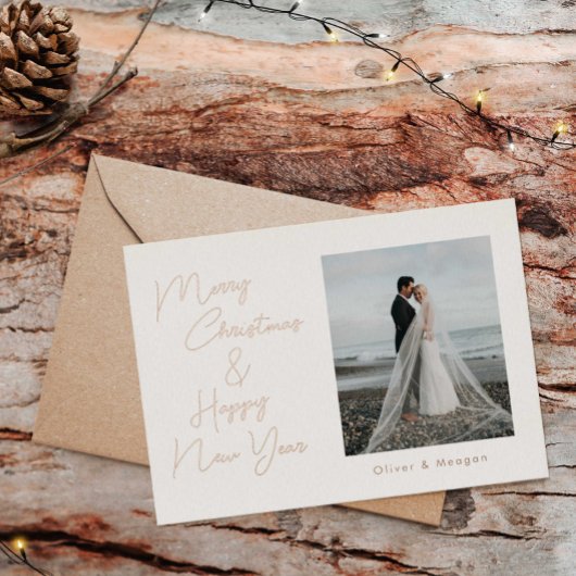 Carte de vacances minimaliste de Noël Foil Script