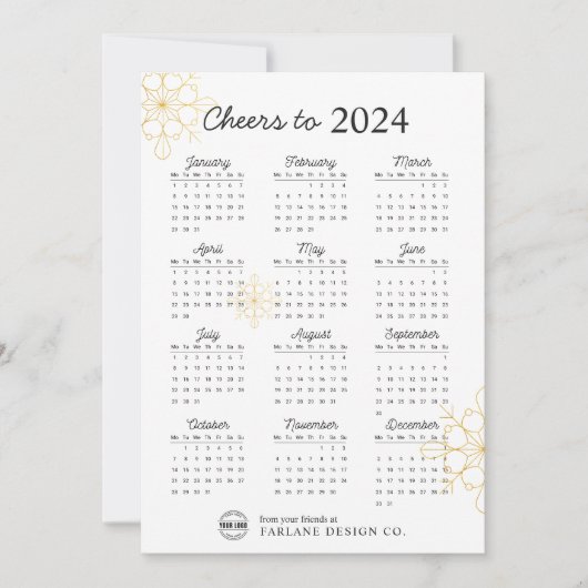 Carte de vacances minimum 2024 Calendrier Business (Devant)