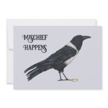 Carte de vacances Mischievous Crow and Ring Flat