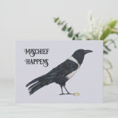 Carte de vacances Mischievous Crow and Ring Flat (Debout devant)