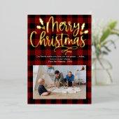 Carte de vacances moderne à motif à carreaux et pa (Debout devant)