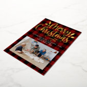 Carte de vacances moderne à motif à carreaux et pa (Rotation)