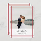 Carte de vacances moderne à raies rouges (Devant / Derrière)