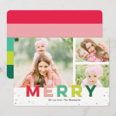 Carte de vacances moderne avec 3 photos de joie fe (Devant / Derrière)