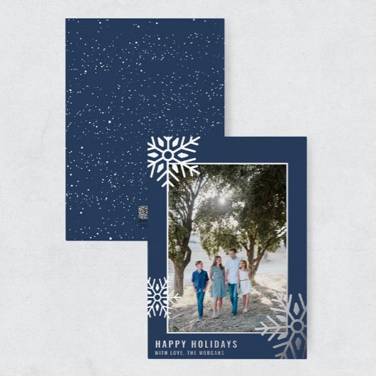 Carte de vacances moderne avec flocon de neige et 