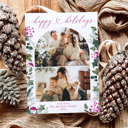 Carte de vacances moderne Chic Rose Calligraphie