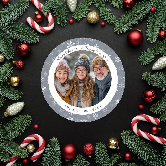 Carte de vacances moderne Gris et Blanc Snowflics