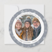 Carte de vacances moderne Gris et Blanc Snowflics (Devant)