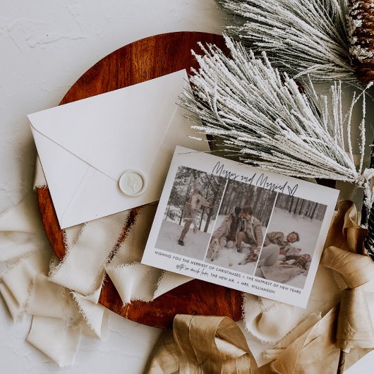 Carte de vacances moderne mariée et mariée