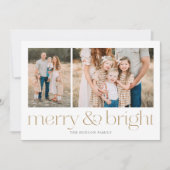 Carte de vacances moderne Merry and Bright Gold Mi (Devant)