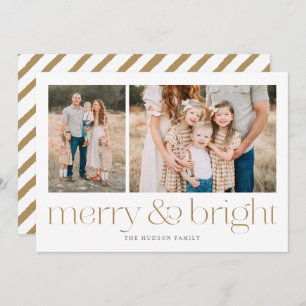 Carte de vacances moderne Merry and Bright Gold Mi