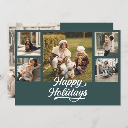 Carte de vacances moderne multi-photos (Devant / Derrière)