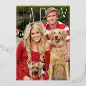 Carte de vacances moderne PhotoPop avec feuille d' (Recto)