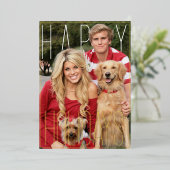 Carte de vacances moderne PhotoPop avec feuille d' (Debout devant)