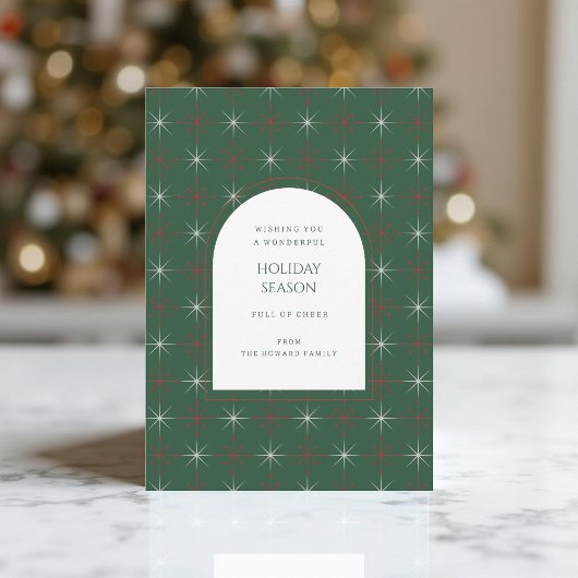 Carte de vacances moderne Retro Green Red Mid Cent