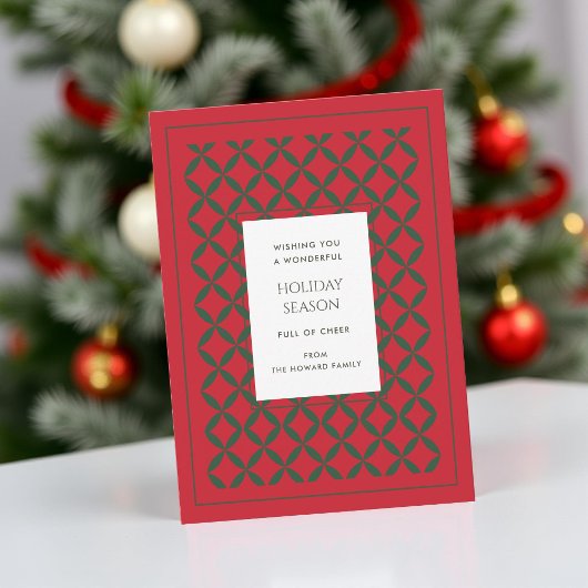Carte de vacances moderne Retro Red Green Mid Cent