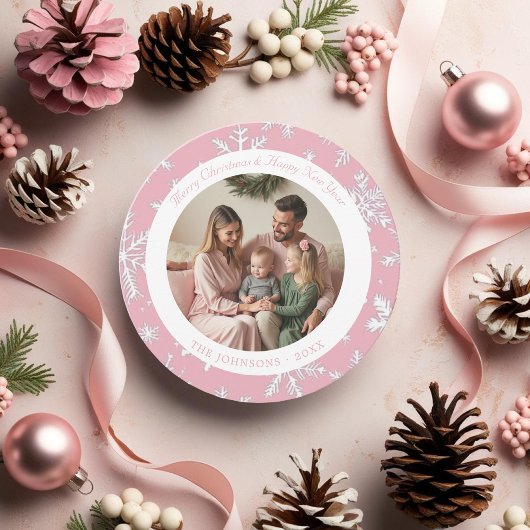 Carte de vacances moderne rose et blanc