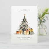 Carte de vacances moderne Sketchy Christmas Tree C (Debout devant)