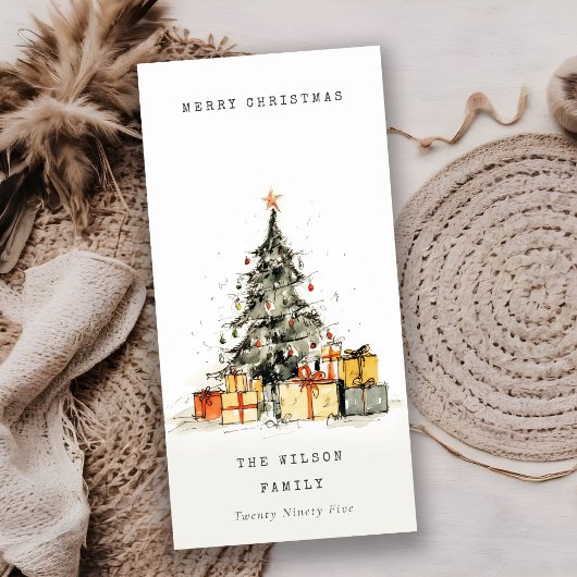 Carte de vacances moderne Sketchy Christmas Tree C