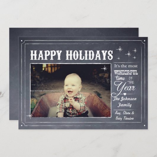 Carte de vacances moderne tableau noir (Devant / Derrière)