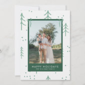 Carte de vacances moderne verte avec arbre d'hiver (Devant)