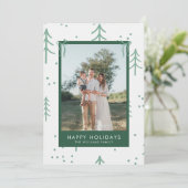 Carte de vacances moderne verte avec arbre d'hiver (Debout devant)