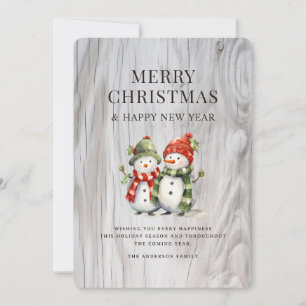 Carte de vacances moelleuse Snowman Watercolor