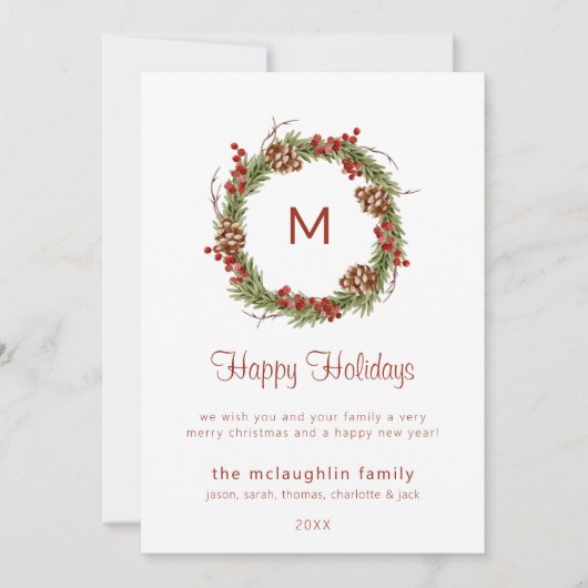 Carte de vacances Monogramme de Noël simple (Devant)